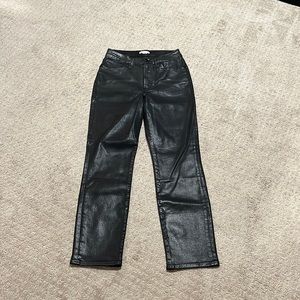 Good American good classic black coated leather jeans size 6/28